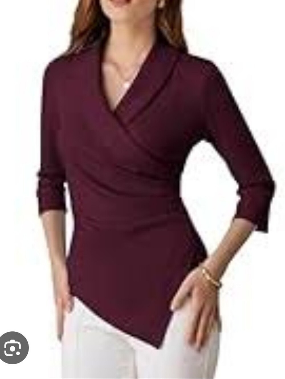 Grace Karin Vee Neck Faux Wrap Dress Blouse
